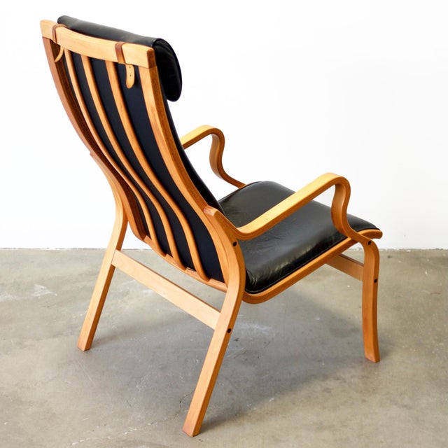 1960s Attributed to Skovby Møbelfabrik "Bern" Bentwood Beech Armchair With Leather Upholstery For Sale In Boston - Image 6 of 8