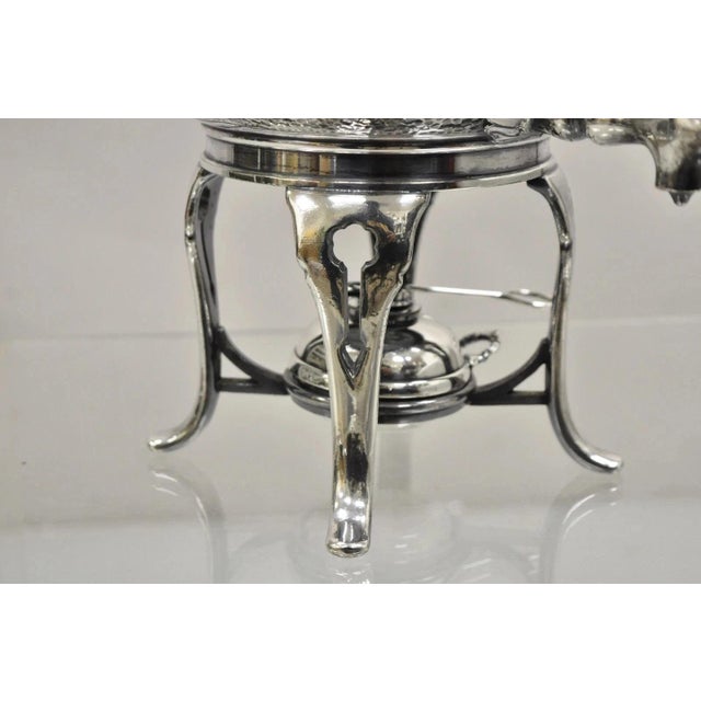 Antique Victorian Silver Plated Hand Hammered Samovar Coffee Pot Water Warmer For Sale - Image 10 of 11