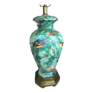 Table Lamp in a Beautiful Victorian Bird and Floral Pattern, 21 Inches