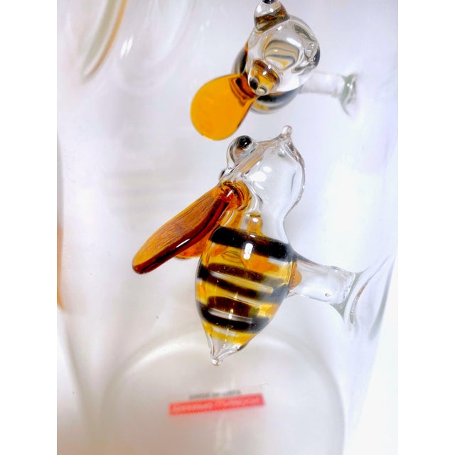 Contemporary Massimo Lunardon Art Glass Pitcher With Applied Handblown Bees, Made in Italy for Neiman Marcus For Sale - Image 3 of 14