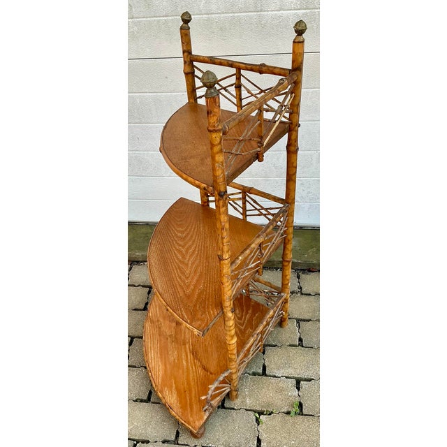 Victorian Antique Bamboo Corner Étagère For Sale - Image 3 of 12