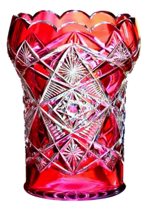 Fruit Washer Vase with Truncated Cone-Shaped Neck in Cut Ruby-Pink Crystal Overlay Lagny Model from Baccarat, 1915