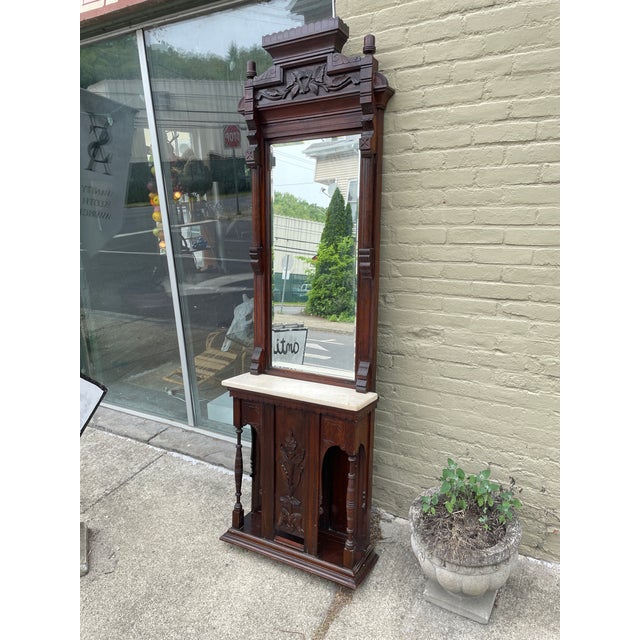 Wood Late 1800s Pier Mirror With Marble Shelf. For Sale - Image 7 of 11