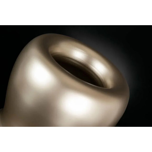 Contemporary Vase Bean #6 in Glass, Pearly Beige Gold Finish from VGnewtrend For Sale - Image 3 of 5