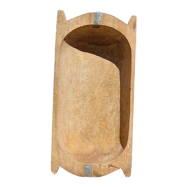 52-Inch Antique European / Hungarian Wooden Dough Bowl | Primitive Trencher Trough For Sale
