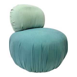 Late 20th Century Postmodern Jason Kohairik Bolete II Style Swivel Pouf Chair, Reupholstered For Sale