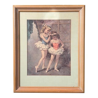 Vintage Ballet Dancers Print Signed “Cydney” – Framed – 1970s–1980s For Sale