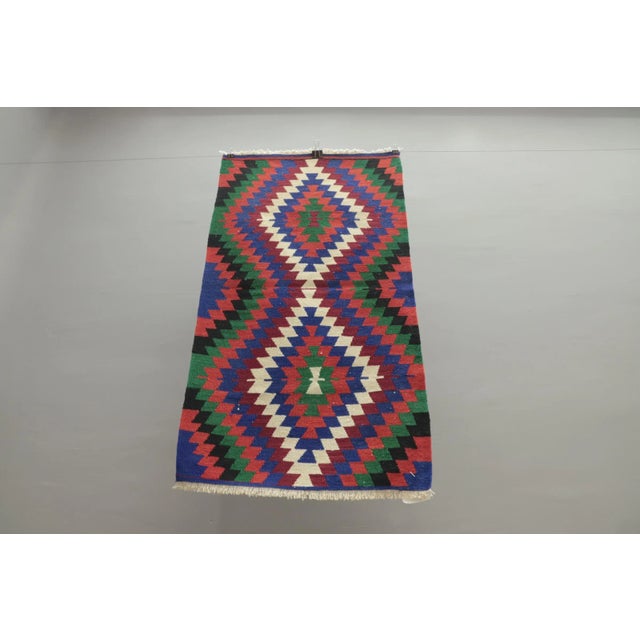 1980s African Red Blue Ikat Small Rug For Sale - Image 13 of 13