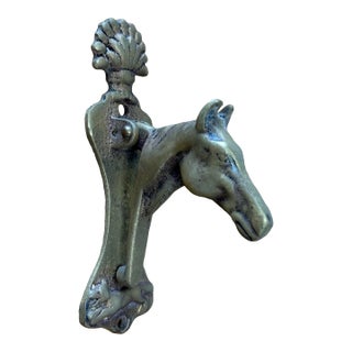 Vintage English Brass Horse and Fox Hunt Equestrian Door Knocker For Sale