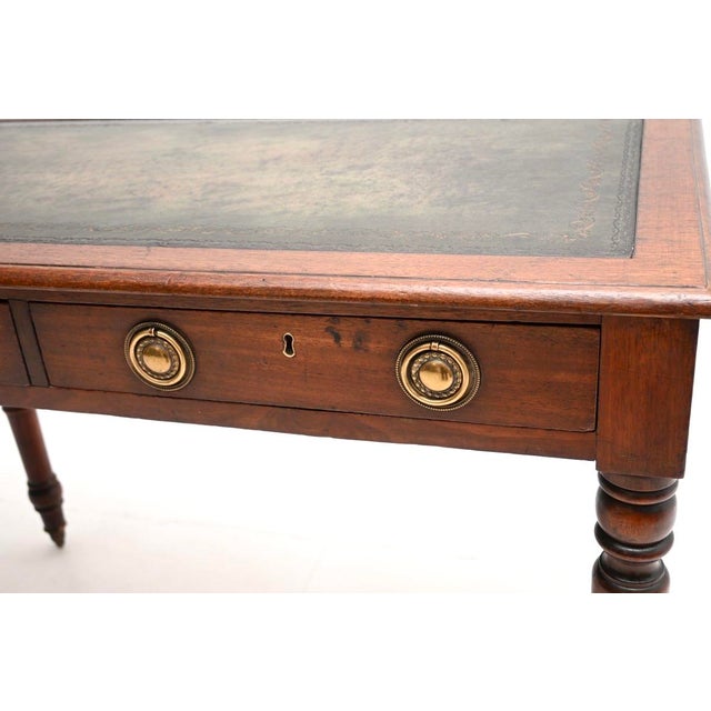 Antique Georgian Leather Top Writing Table, 1820s For Sale - Image 10 of 12