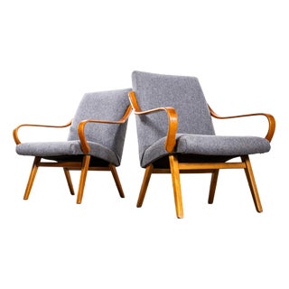 Vintage Lounge Chair in Cotton by Jaroslav Šmídek, 1950s For Sale
