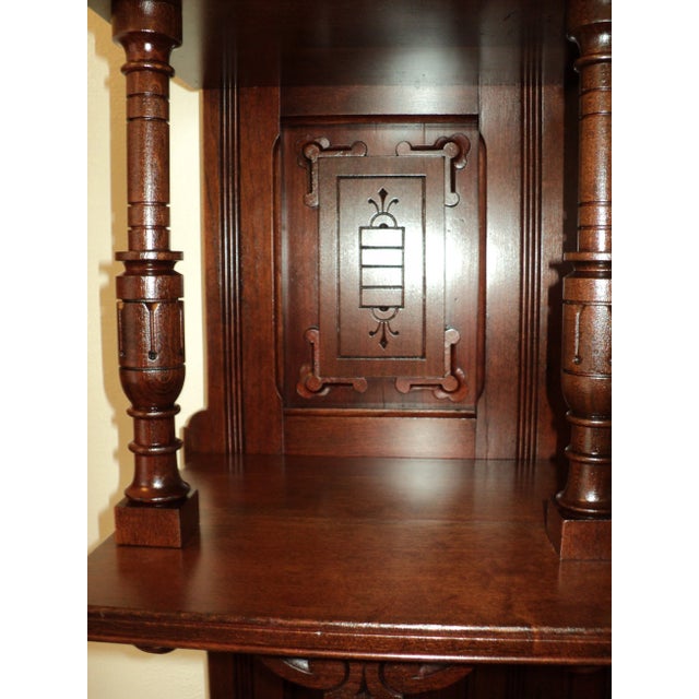 Wood Late 19th Century Victorian Marble Top Cherry Buffet with Mirror For Sale - Image 7 of 12