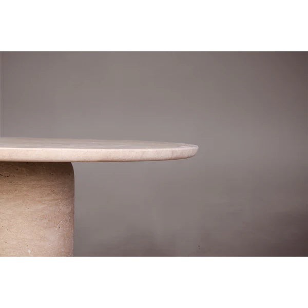 Bullet Leg Travertine Round Dining Table 40" For Sale - Image 4 of 4