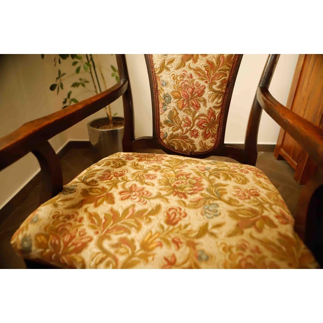 Antique Queen Anne Revival Carver Armchair with Floral Tapestry Upholstery, 1890s For Sale - Image 12 of 18