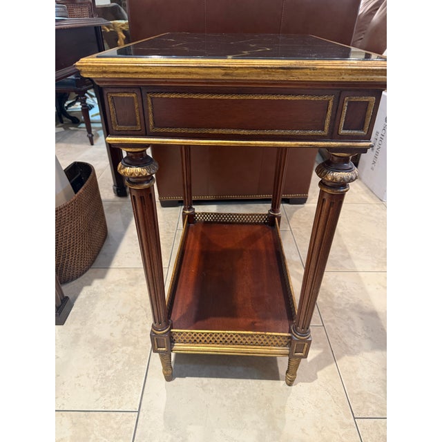 EJ Victor Mahogany and Gilt Console/Side Table With Faux Marble Top For Sale - Image 4 of 13