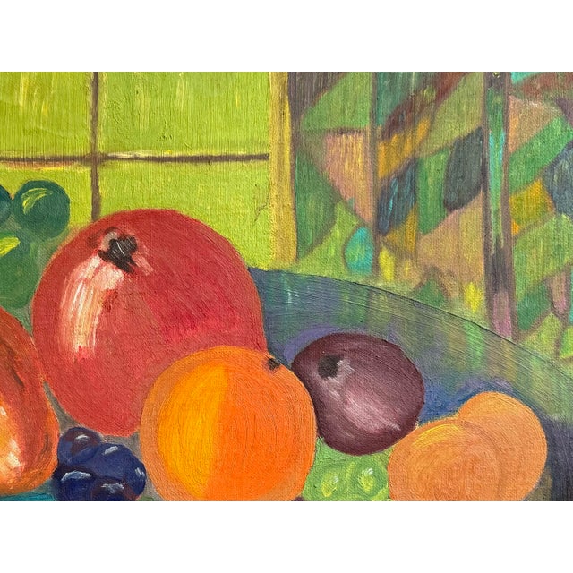 1970s vibrant original fruit still life. By Pennsylvania artist Dwight Aldinger. Please see condition details noted. Most...