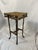 This is an antique French bamboo tabouret (side table/plant stand), Napoleon III in style, with a square top upholstered...