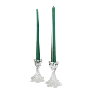 1970s Vintage Faceted Crystal Candleholders - A Pair