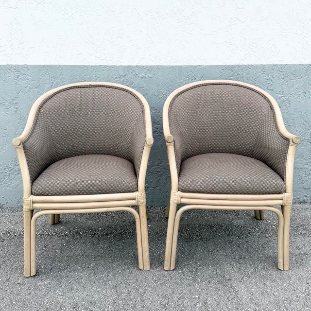 A stylish blend of tropical elegance and relaxed coastal design, this set of six Budji barrel dining chairs showcases...