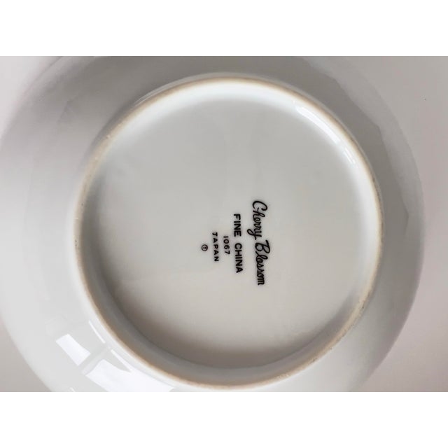 1950s Vintage Pair of Coupe Cereal Bowls Cherry Blossom Is Fine China 1067, Made in Japan Sakura Pink Gray For Sale - Image 5 of 5