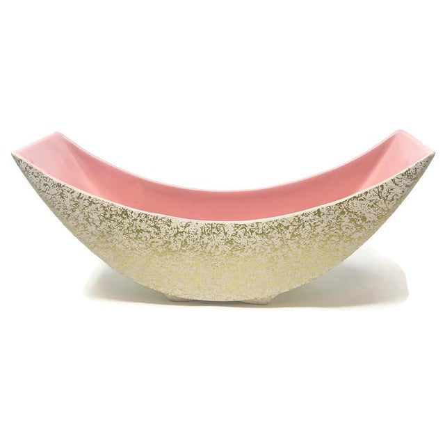 Mid-Century Modern Kashani Crescent Pink & Gold Splatter Centerpiece Tray by Kenwood for Shawnee - Crafted with a playful...