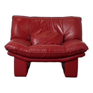 Vintage Leather Lounge Chair by Nicoletti Salotti, Italy, 1980 For Sale