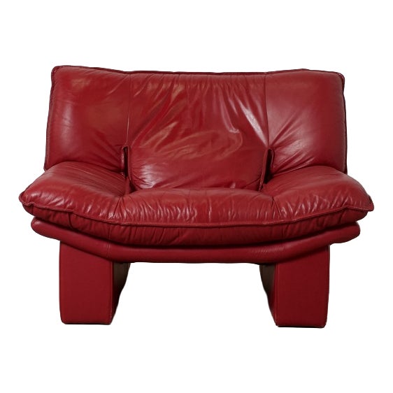 Vintage Leather Lounge Chair by Nicoletti Salotti, Italy, 1980 For Sale