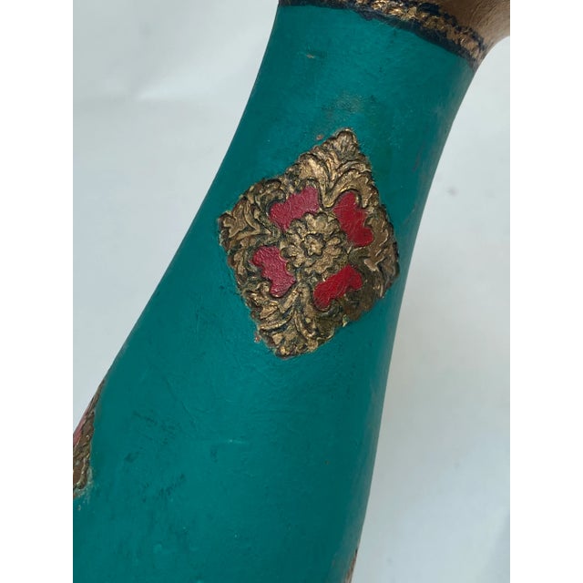 Emerald Vintage Italian Florentine Gold, Green & Red Pepper Mill/Grinder For Sale - Image 8 of 13