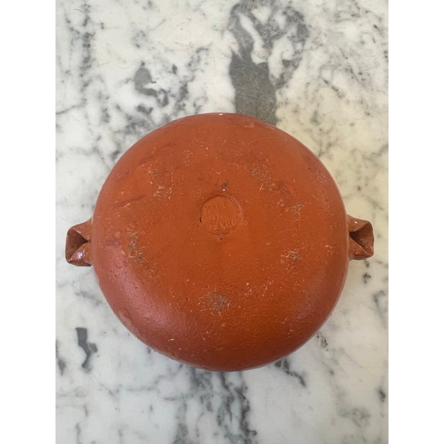 Hand Painted Mexican Terracotta Bowl With Lid Stamped Made in Mexico For Sale - Image 10 of 12