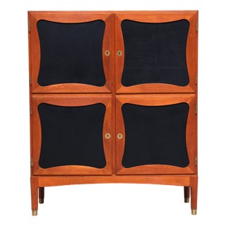 Trèfle Cabinet in Teak, Leather and Brass from Jens Ingvard Jensen, Denmark, 1940s For Sale