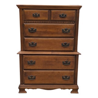 Vintage Chippendale Style Maple Tallboy Dresser, 1970s For Sale