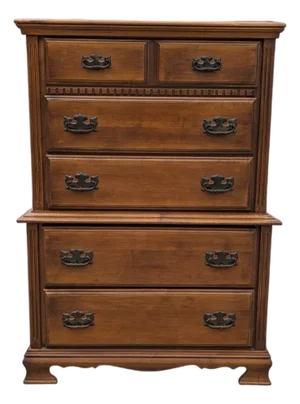 Vintage Chippendale Style Maple Tallboy Dresser, 1970s