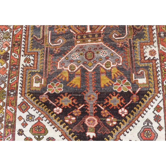 Antique Persian Bakhtiar Gallery Rug Featuring a Multi-Medallion Tribal Design For Sale - Image 14 of 16