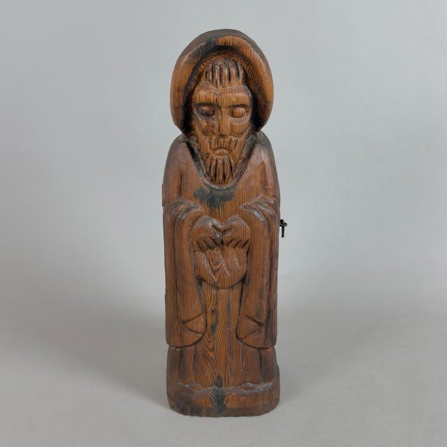 Monk or Friar Bottle Holder Sculpture in Carved Wood, 1960s For Sale - Image 11 of 11