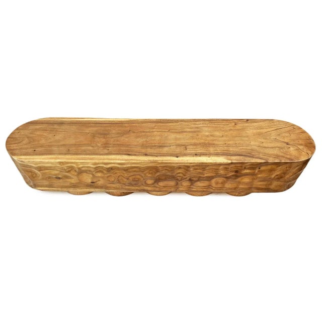 Tribal Vintage Tribal Modern Katanga Wood Dimple Bench For Sale - Image 3 of 7