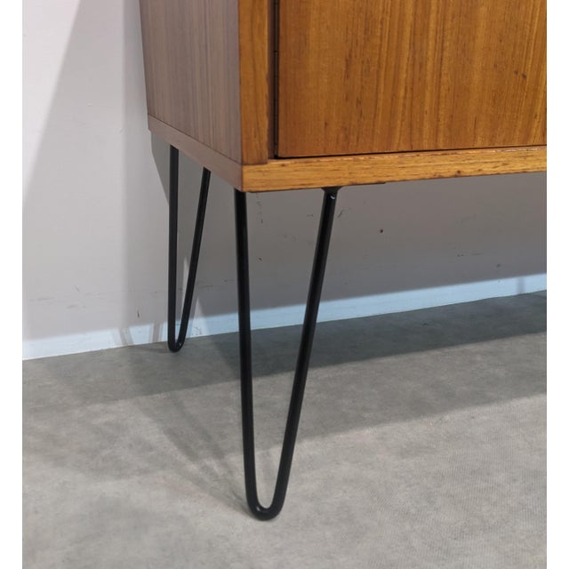 Lowboard, vintage tv cabinet mdk mdk, belgium, 1960s. Teak. black pin legs. l 100 x h 60 / d 40