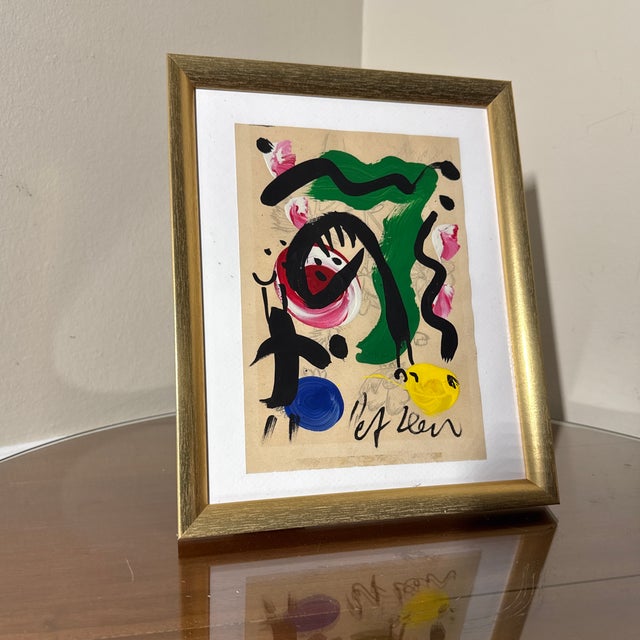 Abstract 1970s Peter Robert Keil Original Painting Abstract Miro Style Modern Art Signed Framed For Sale - Image 3 of 6