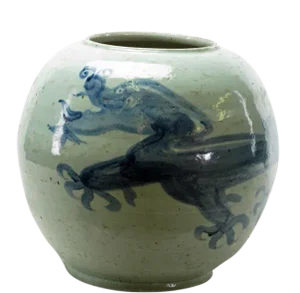 Chinese Round Blue & White Porcelain Dragon Vase