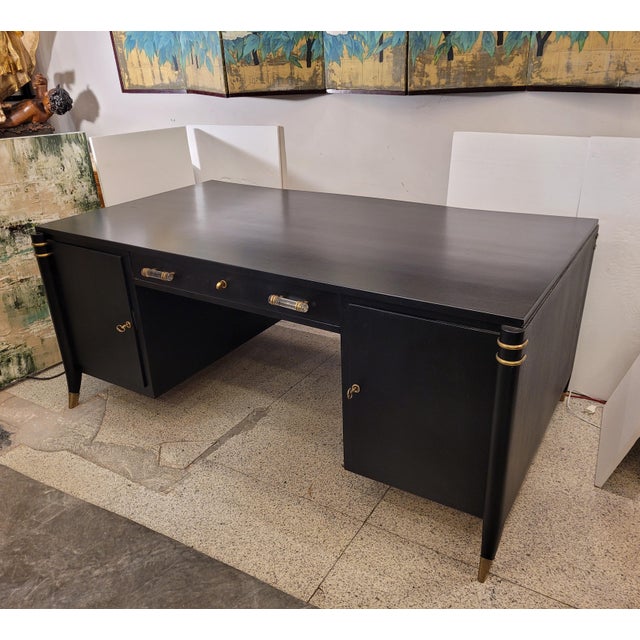 Wood Art Deco Desk in the style of Léon & Maurice Jallot, France, 1940s For Sale - Image 7 of 18
