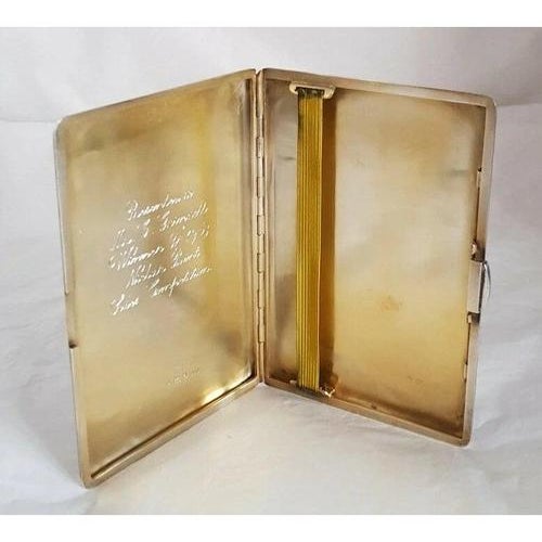 George VI Turned Sterling Silver Engine Cigarette Case by W. H. Manton, 1945 For Sale - Image 6 of 13