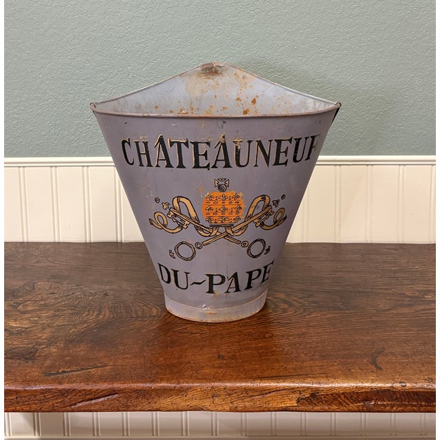 French Antique French Zinc Grape Hod Wine Cellar Harvest Bucket Basket Planter C. 1900 For Sale - Image 3 of 18