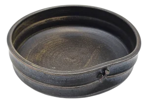 Nichibei Pottery Bamboo Style Suiban Ikebana Bonsai Bowl Signed Costantini, California Studio 12.25"