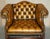 Antique Brown Leather Chesterfield Library Living Room Set, Set of 4 For Sale - Image 6 of 18