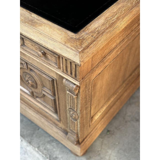 Large Antique French Oak Partners Desk, 1860 For Sale - Image 9 of 11