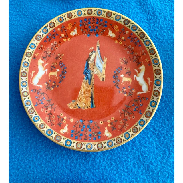Late 20th Century Late 20th Century Philippe Deshoulieres Dame a La Licorne Canape Plates - Set of 6 For Sale - Image 5 of 8