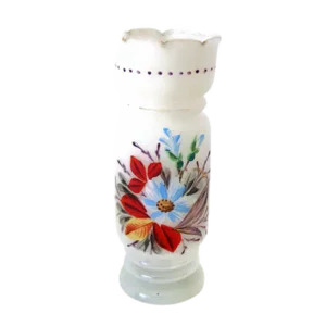 1920s Vintage Hand Painted Floral Glass Vase