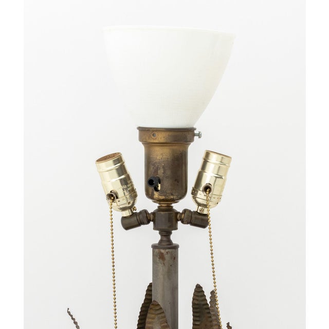 Maison Jansen Maison Jansen Style Cast Palm Leaf Motif Lamp For Sale - Image 4 of 8
