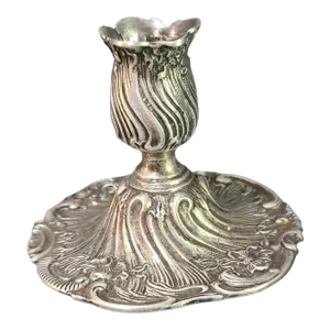 Antique Hendricks Hoojikaas Holland Ornate Floral 90 Silver Plated Candlestick