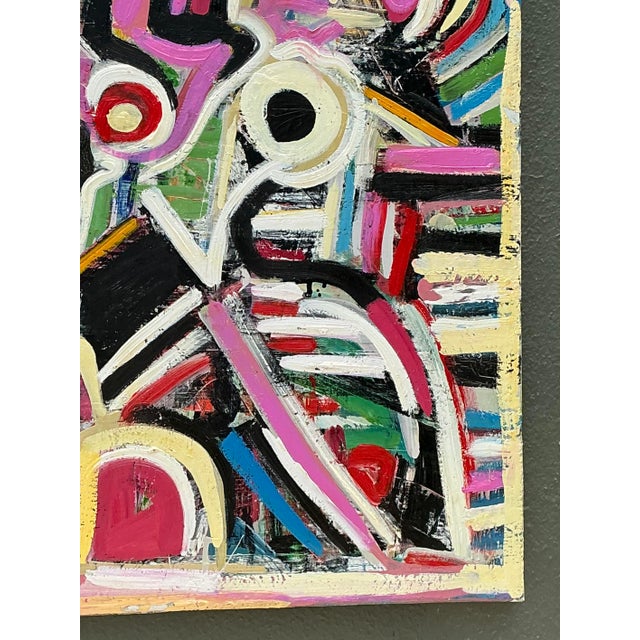 Vintage Geometric Vibrant Terry J Frid Oil on Canvas For Sale - Image 17 of 17