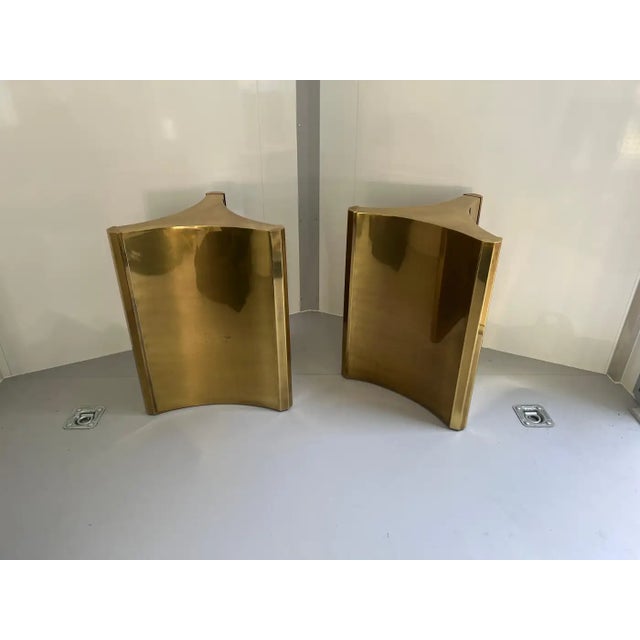 Mastercraft Brass 'Trilobi' Triangular Dining Table or Desk Bases, Circa 1970 For Sale In Los Angeles - Image 6 of 16